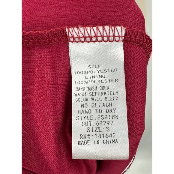 She + Sky Ruby Red Sequin Romper With Long Sleeves & Tie Waist Size Small - Picture 7 of 7